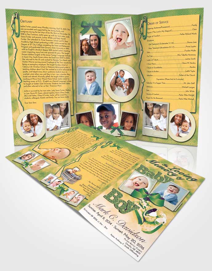 Obituary Template Trifold Brochure Emerald Serenity Baby Boy