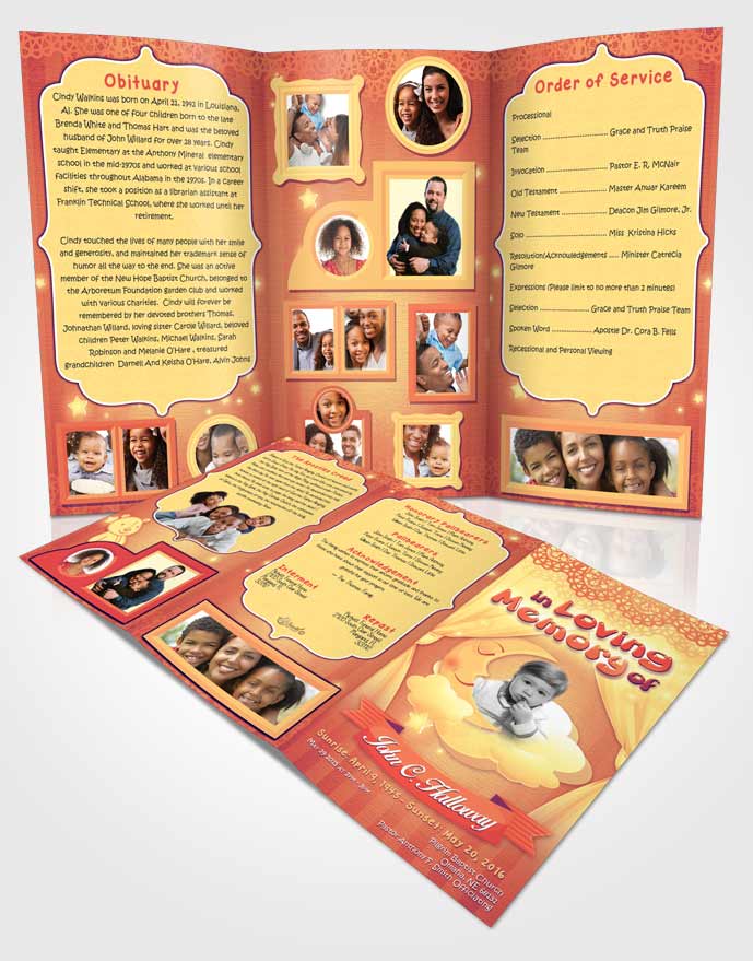 Obituary Template Trifold Brochure Evening Childrens Innocence