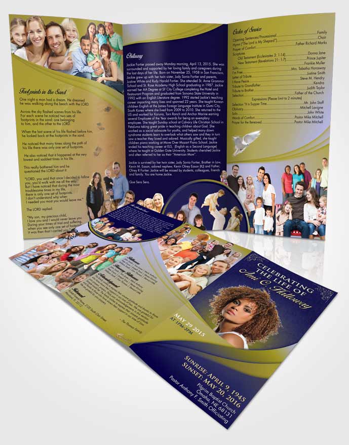 Obituary Template Trifold Brochure Evening Magnificence
