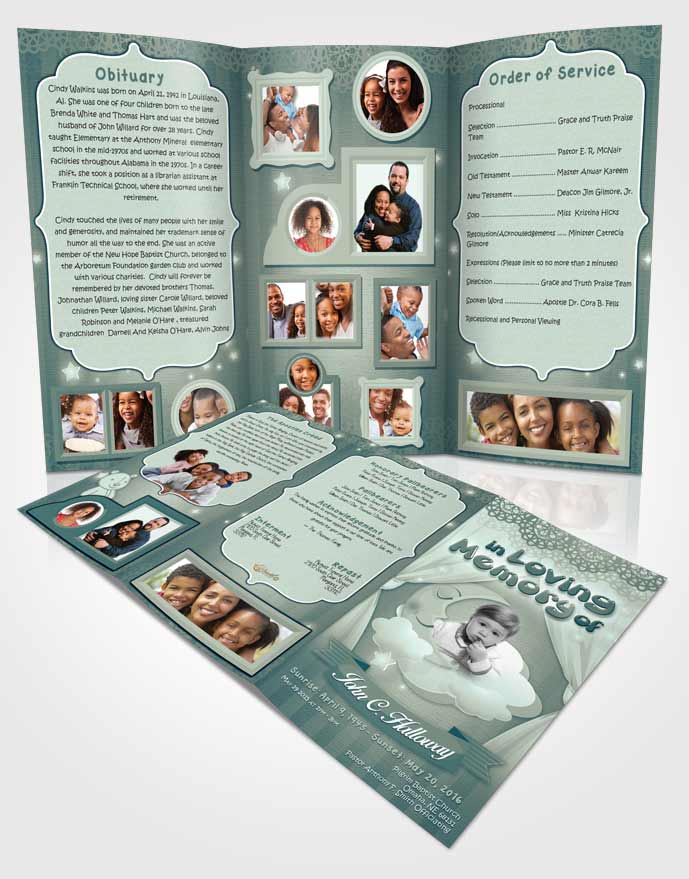 Obituary Template Trifold Brochure Laughing Childrens Innocence