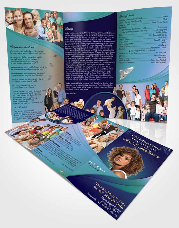 Obituary Template Trifold Brochure Oceans Magnificence