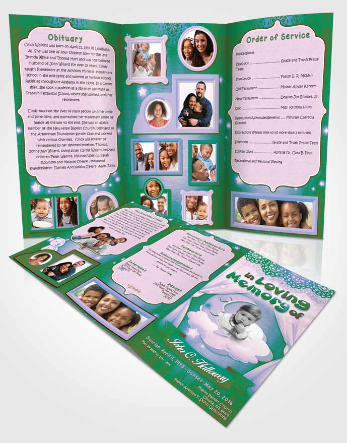 Obituary Template Trifold Brochure Peaceful Childrens Innocence
