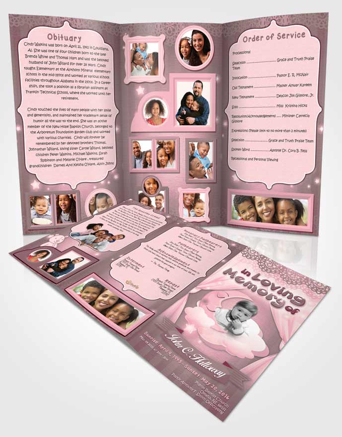 Obituary Template Trifold Brochure Rosy Childrens Innocence
