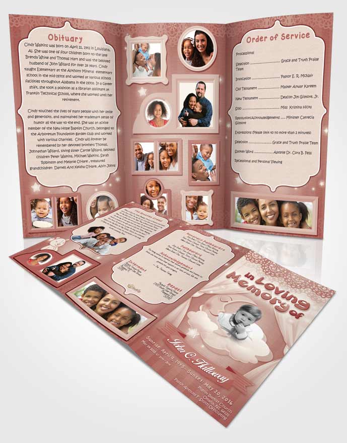 Obituary Template Trifold Brochure Ruby Childrens Innocence