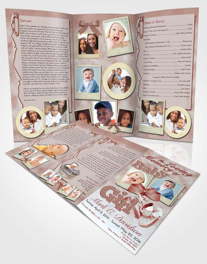 Obituary Template Trifold Brochure Ruby Love Baby Girl