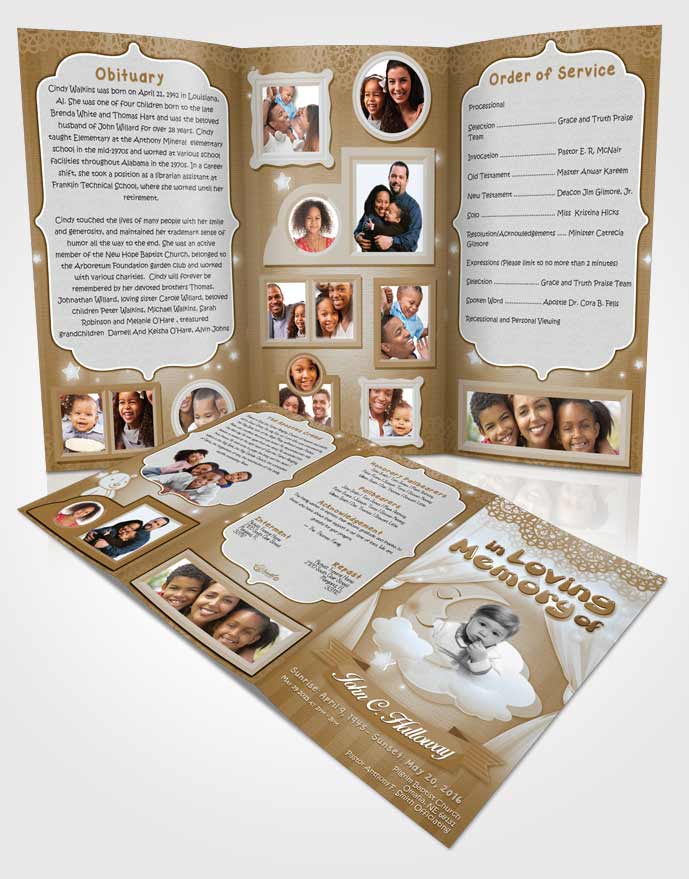 Obituary Template Trifold Brochure Rustic Childrens Innocence