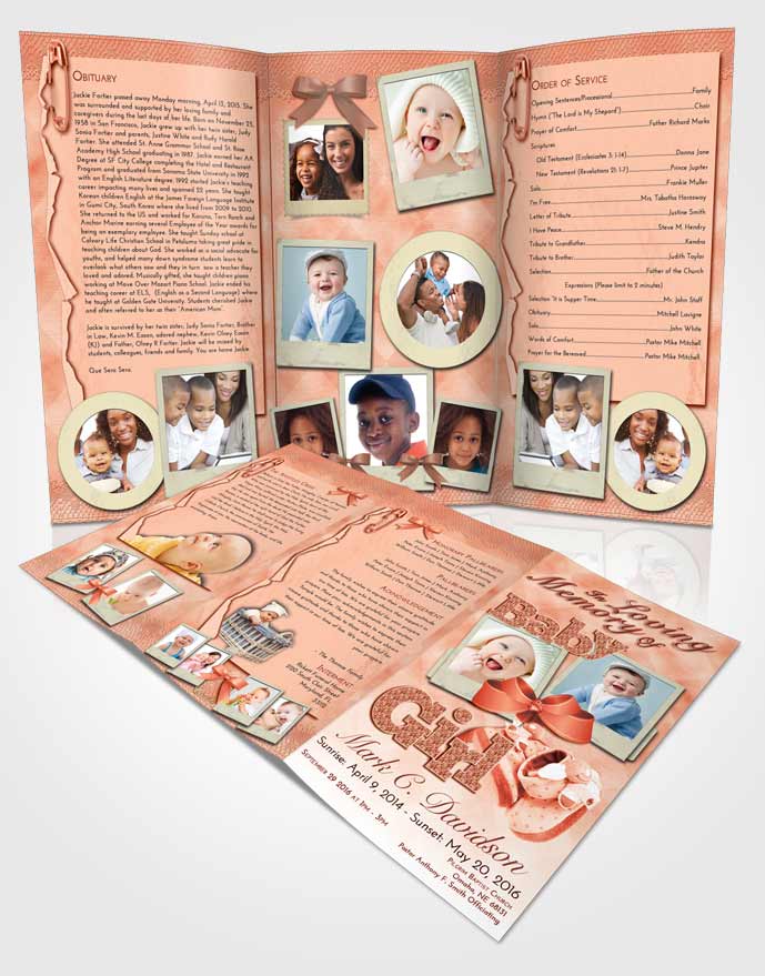Obituary Template Trifold Brochure Strawberry Love Baby Girl