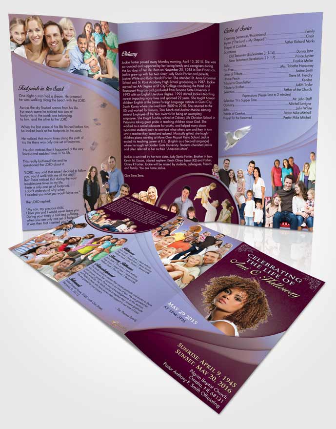Obituary Template Trifold Brochure Timeless Magnificence