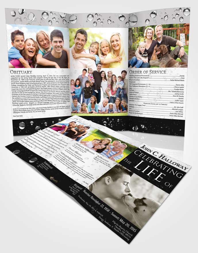 Obituary Template Trifold Brochure Black and White Enchantment