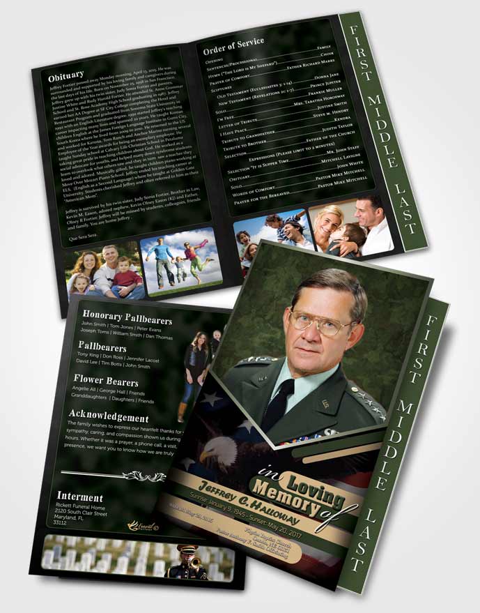 2 Page Graduated Step Fold Funeral Program Template Brochure 1st Veterans Day Serenity