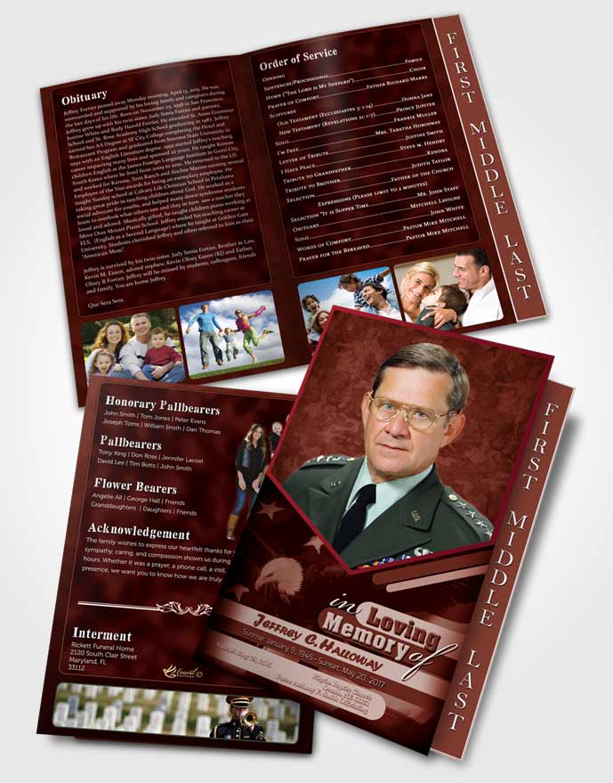2 Page Graduated Step Fold Funeral Program Template Brochure 1st Veterans Day Sunrise