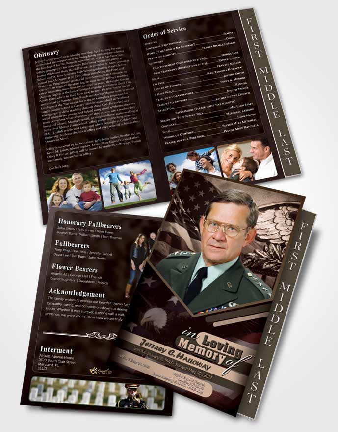 2 Page Graduated Step Fold Funeral Program Template Brochure 2nd Veterans Day Bliss