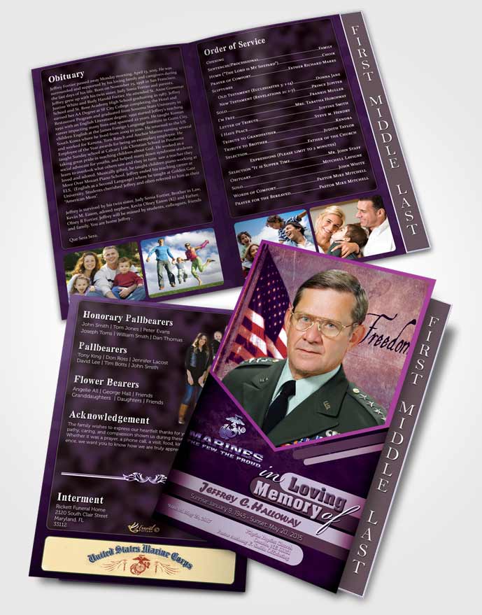 2 Page Graduated Step Fold Funeral Program Template Brochure 3rd Marines The Few The Proud Faith