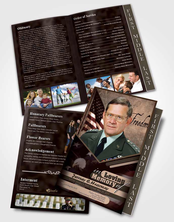 2 Page Graduated Step Fold Funeral Program Template Brochure 3rd Veterans Day Bliss