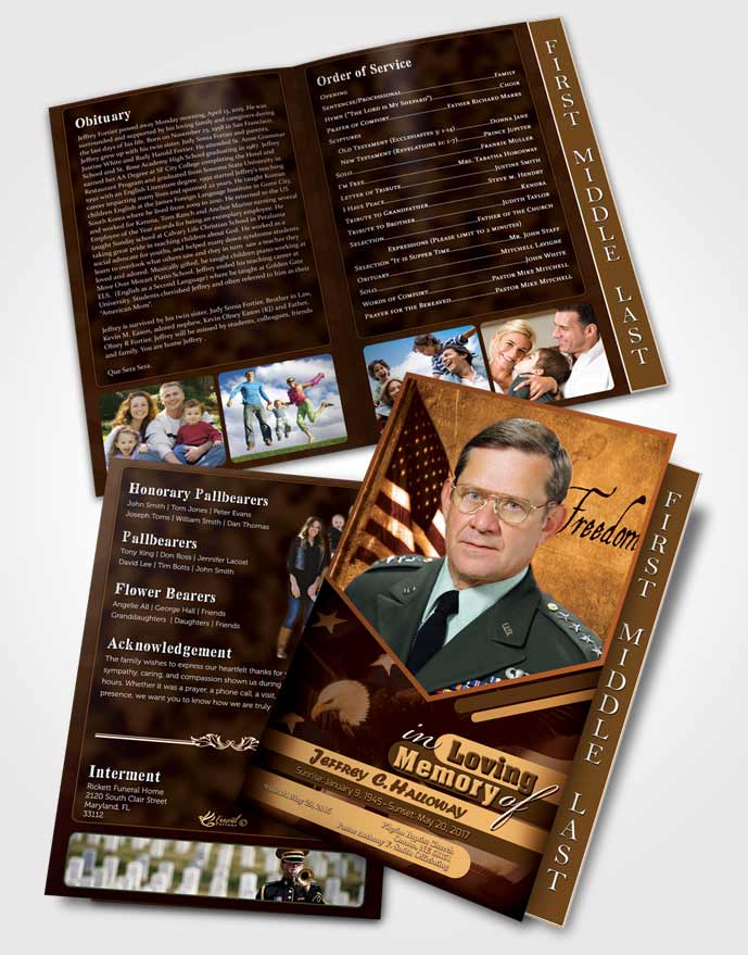 2 Page Graduated Step Fold Funeral Program Template Brochure 3rd Veterans Day Love