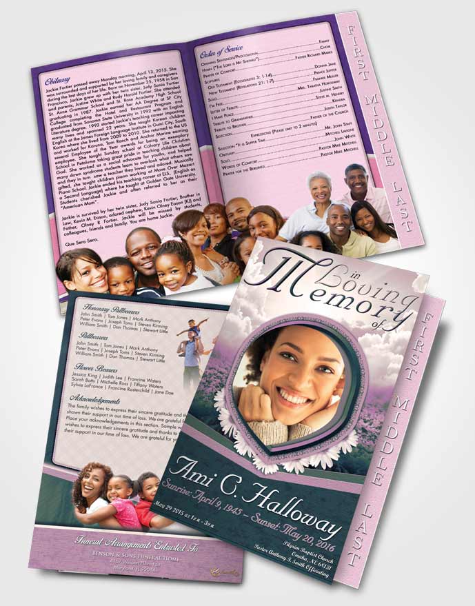 2 Page Graduated Step Fold Funeral Program Template Brochure Afternoon Splendor