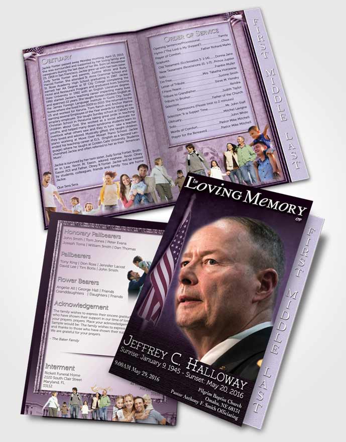 2 Page Graduated Step Fold Funeral Program Template Brochure American Lavender Glory