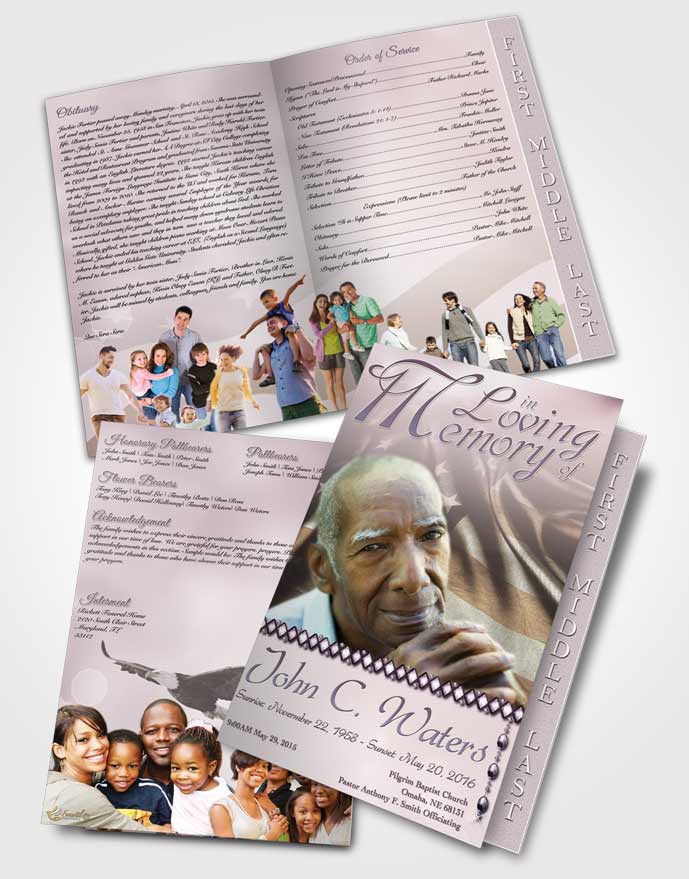 2 Page Graduated Step Fold Funeral Program Template Brochure American Life Autumn Sky