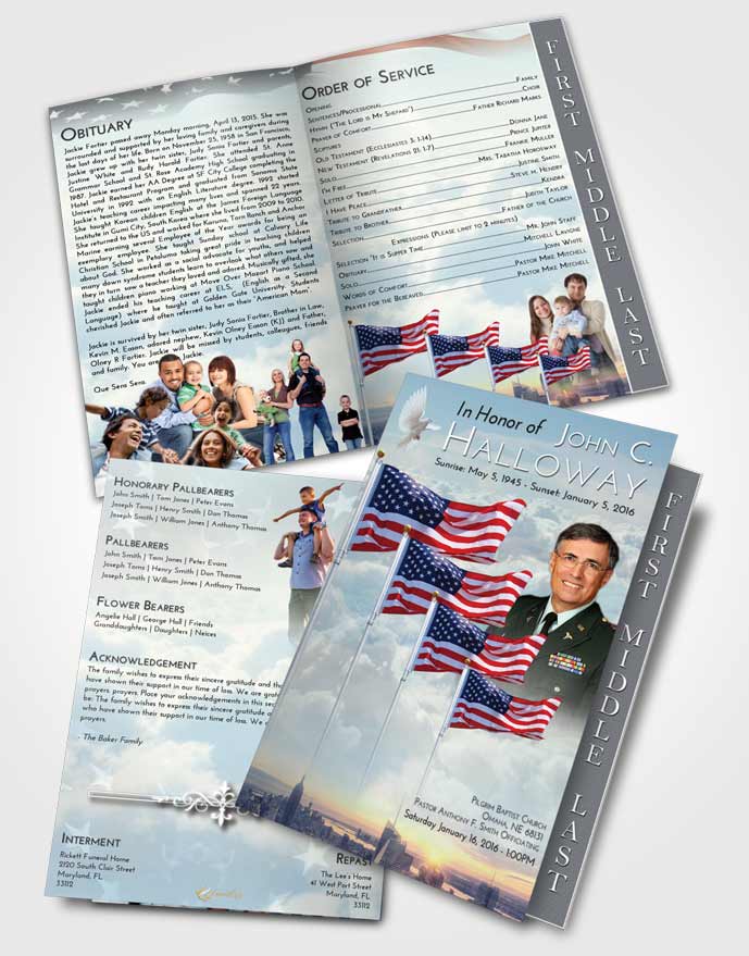 2 Page Graduated Step Fold Funeral Program Template Brochure Americas Finest Faith