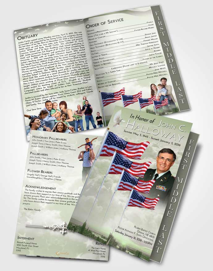 2 Page Graduated Step Fold Funeral Program Template Brochure Americas Finest Love