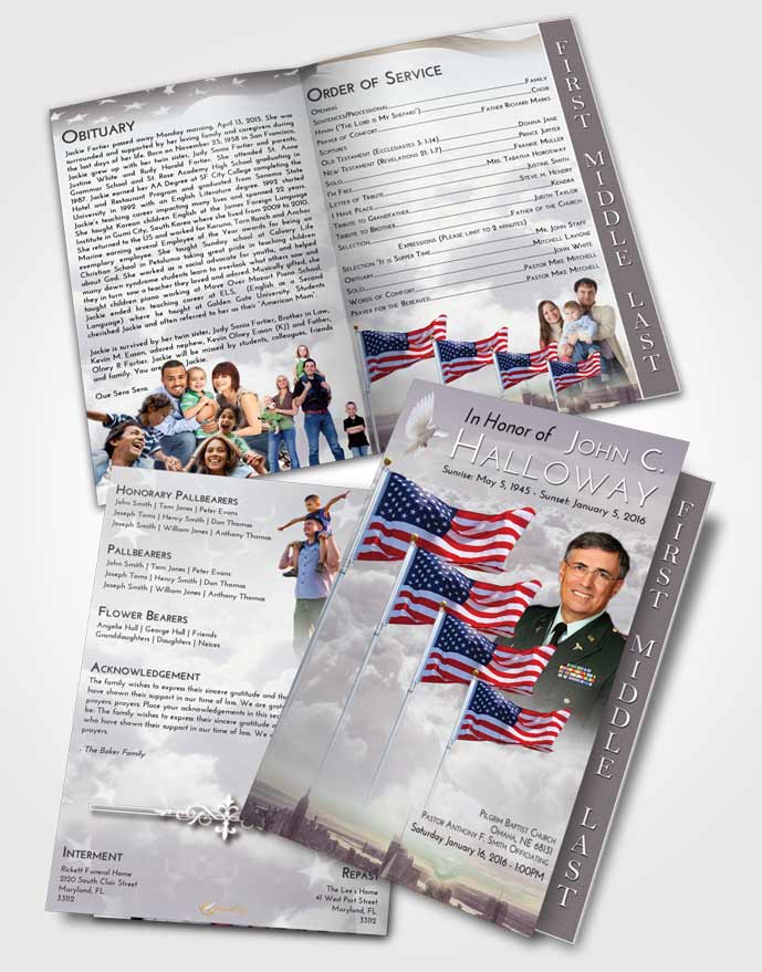 2 Page Graduated Step Fold Funeral Program Template Brochure Americas Finest Smile