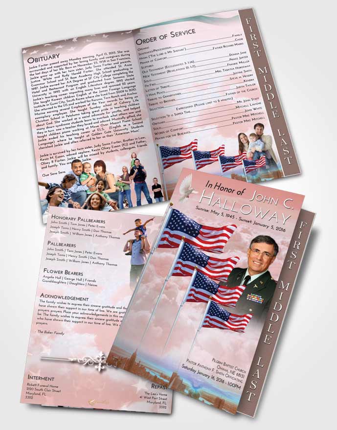 2 Page Graduated Step Fold Funeral Program Template Brochure Americas Finest Sunrise