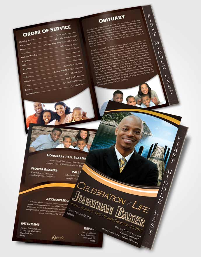 2 Page Graduated Step Fold Funeral Program Template Brochure Angel Essence Journey