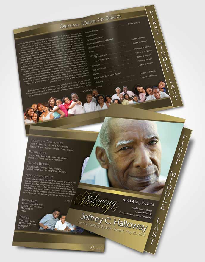 2 Page Graduated Step Fold Funeral Program Template Brochure At Dusk Tranquility Dark