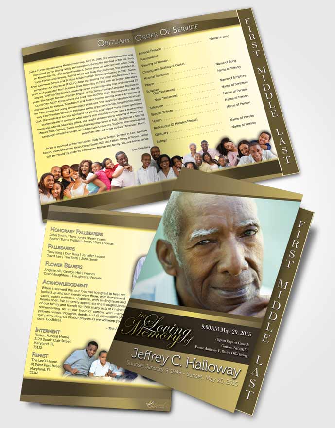 2 Page Graduated Step Fold Funeral Program Template Brochure At Dusk Tranquility Light