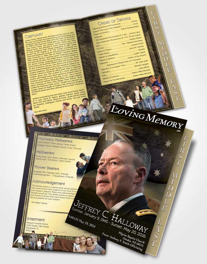 2 Page Graduated Step Fold Funeral Program Template Brochure Australian Golden Love