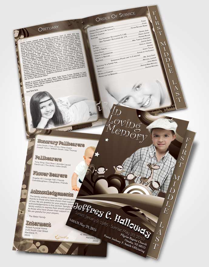 2 Page Graduated Step Fold Funeral Program Template Brochure Autumn Serenity Childs Journey
