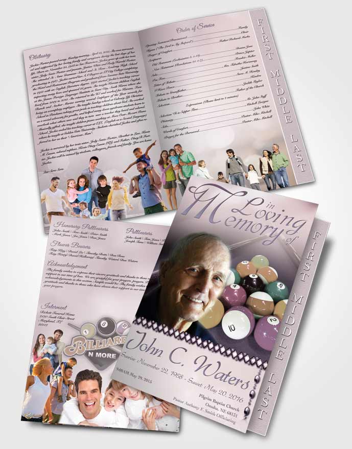 2 Page Graduated Step Fold Funeral Program Template Brochure Billiards Fantasy Autumn Sky
