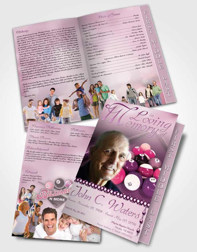 2 Page Graduated Step Fold Funeral Program Template Brochure Billiards Fantasy Tenderness