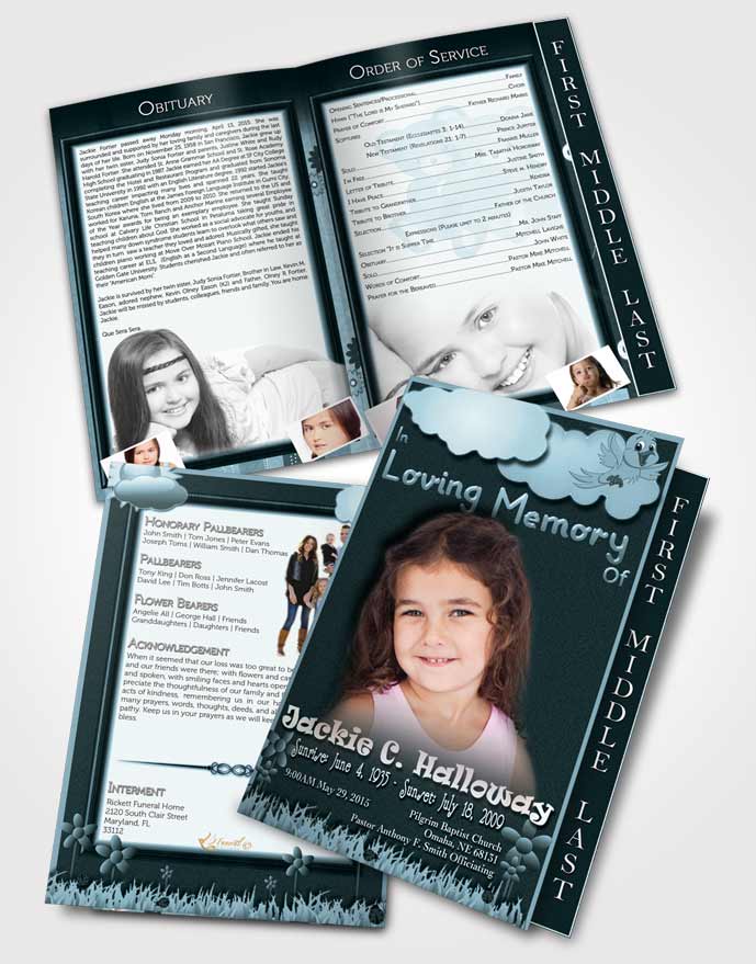 2 Page Graduated Step Fold Funeral Program Template Brochure Blessed Sky Childs Dream