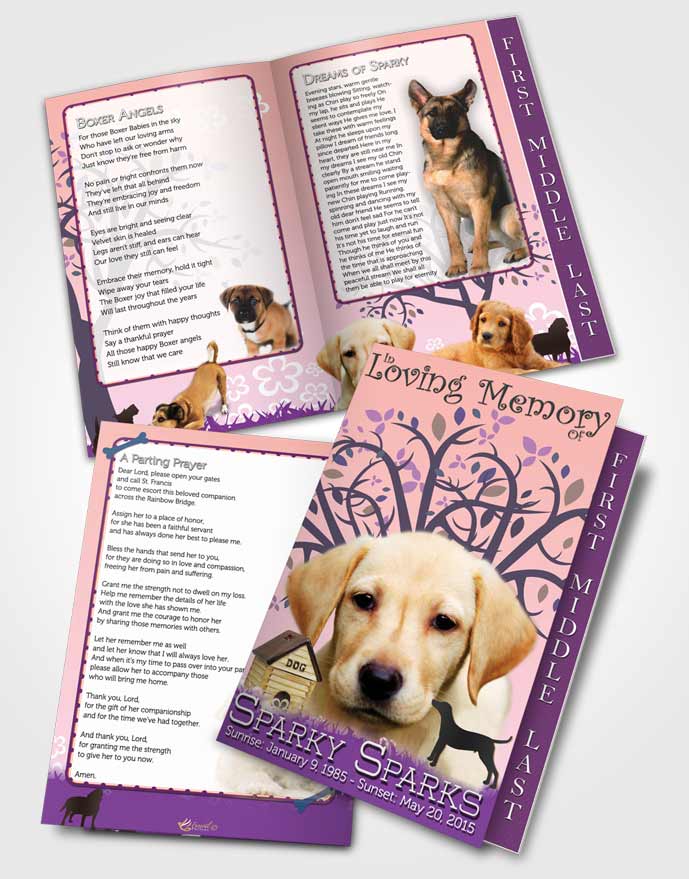 2 Page Graduated Step Fold Funeral Program Template Brochure Blissful Doggy Heaven