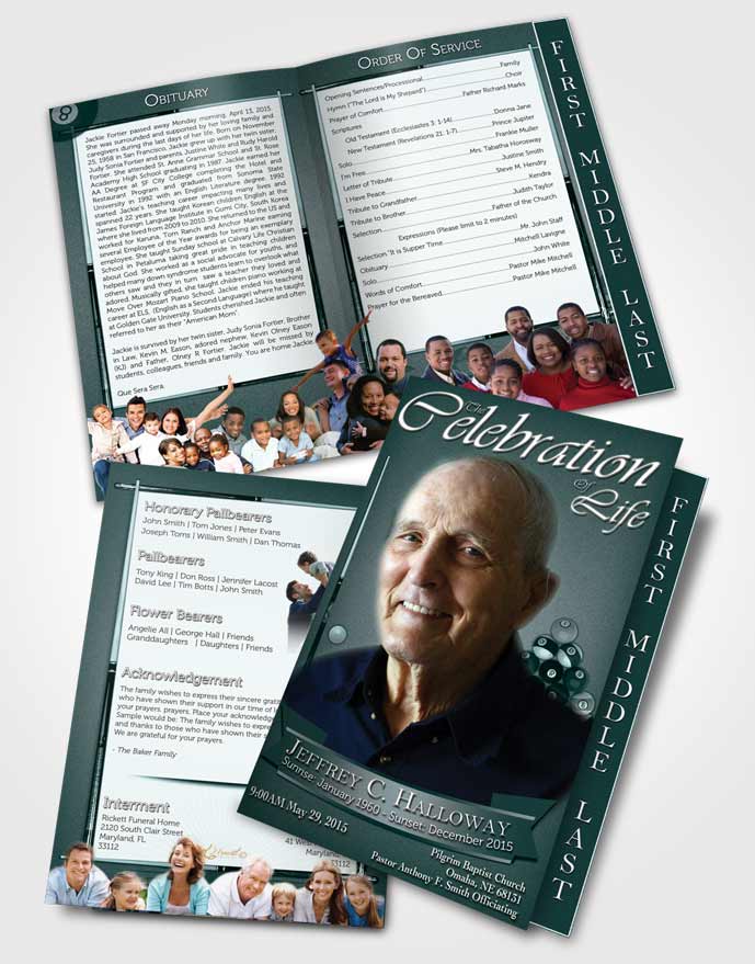 2 Page Graduated Step Fold Funeral Program Template Brochure Clouds of Water Billiards Desire