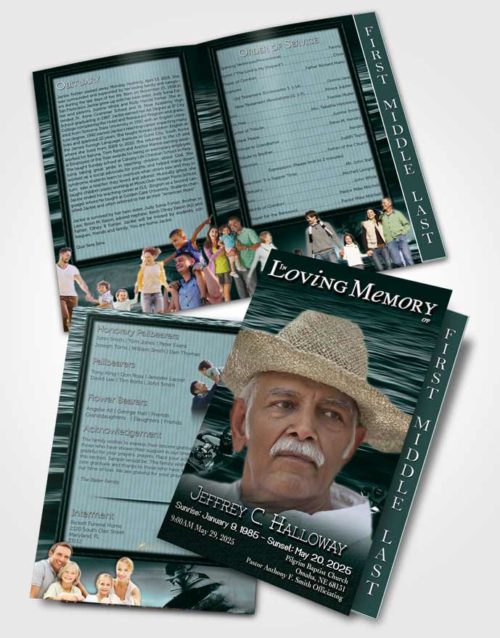 2 Page Graduated Step Fold Funeral Program Template Brochure Clouds of Water Sports