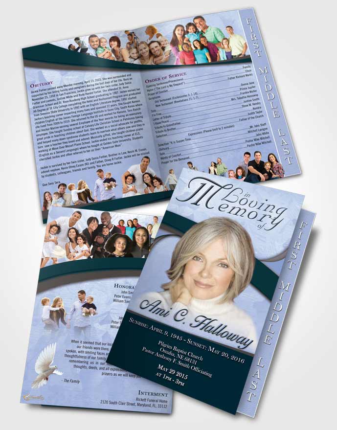 2 Page Graduated Step Fold Funeral Program Template Brochure Coral Reef Wisdom