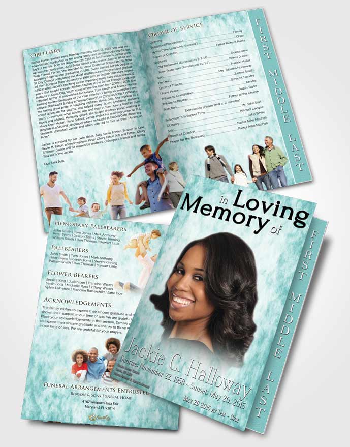 2 Page Graduated Step Fold Funeral Program Template Brochure Deep Love Harmonics