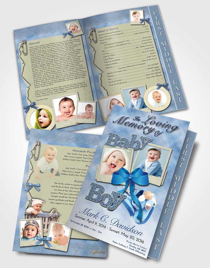 2 Page Graduated Step Fold Funeral Program Template Brochure Early Morning Baby Boy