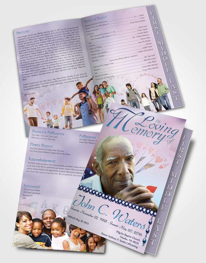 2 Page Graduated Step Fold Funeral Program Template Brochure Early Morning Royal Flush
