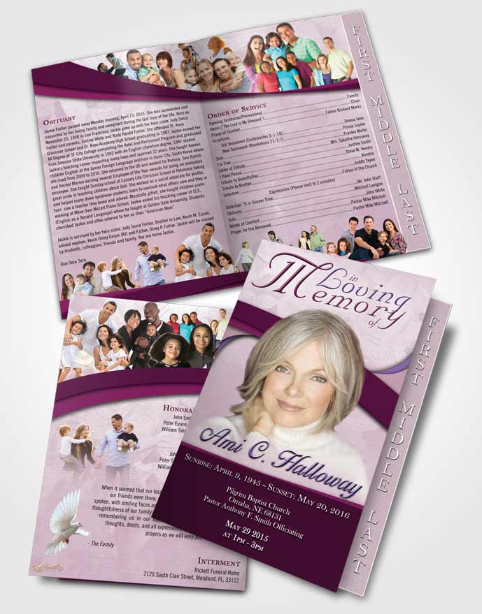 2 Page Graduated Step Fold Funeral Program Template Brochure Early Morning Wisdom