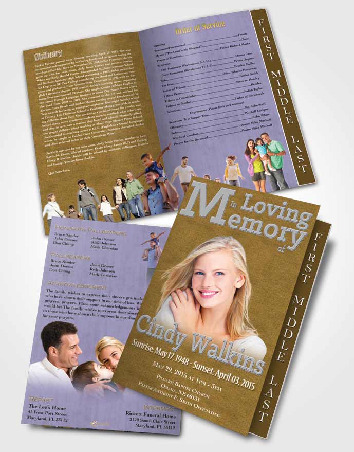 2 Page Graduated Step Fold Funeral Program Template Brochure Elegant Love Euphoric Dreams