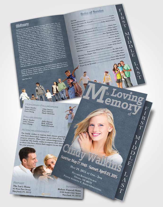 2 Page Graduated Step Fold Funeral Program Template Brochure Elegant Love Fairy Mist