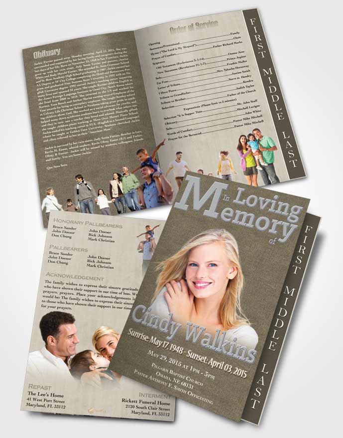 2 Page Graduated Step Fold Funeral Program Template Brochure Elegant Love Soft Moonstone