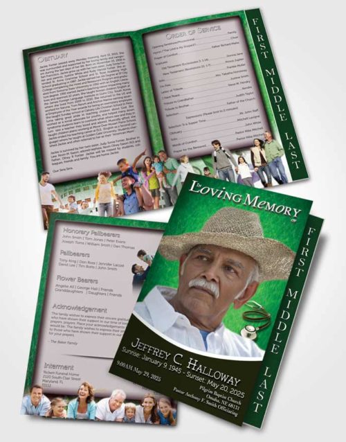 2 Page Graduated Step Fold Funeral Program Template Brochure Emerald Doctor