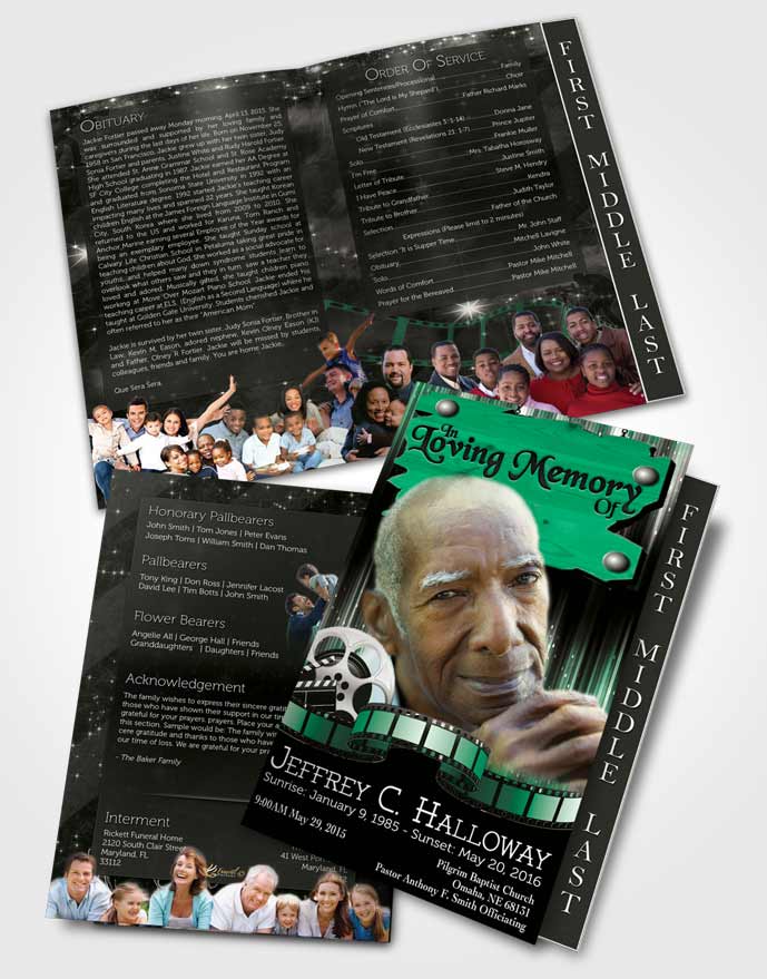 2 Page Graduated Step Fold Funeral Program Template Brochure Emerald Star Media Pro