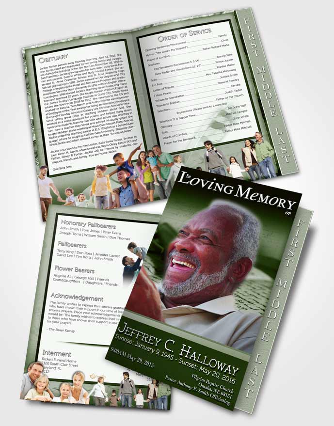 2 Page Graduated Step Fold Funeral Program Template Brochure Emerald Writer