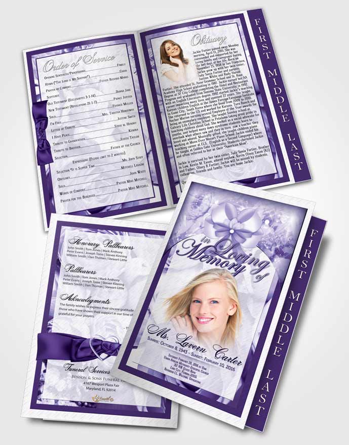 2 Page Graduated Step Fold Funeral Program Template Brochure Enchanted Petals in the Wind