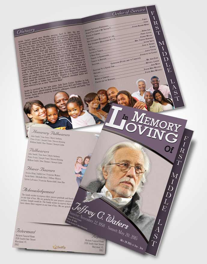 2 Page Graduated Step Fold Funeral Program Template Brochure Evening Clarity